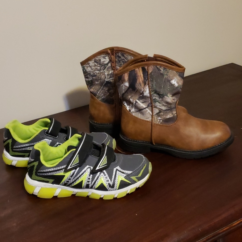 Size 2 boys shoe bundle boots and sneakers